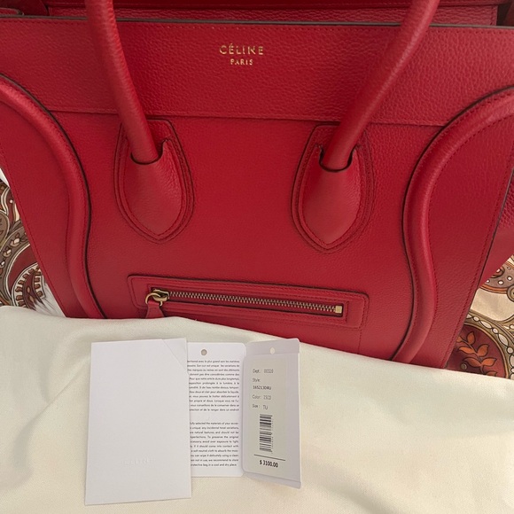 Celine in Pristine condition Red Mini Luggage Handbag. - Picture 9 of 11